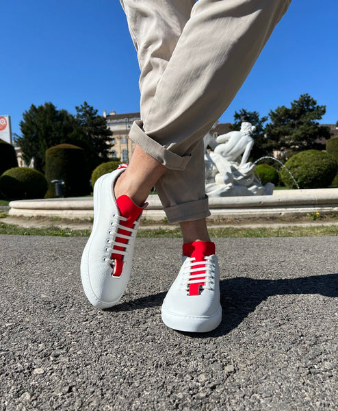 Sneaker, weiß/blau/rot