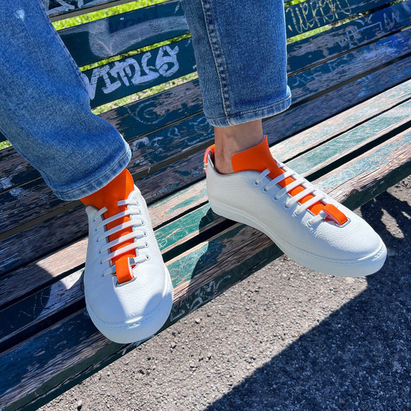 Sneaker, weiß/blau/orange