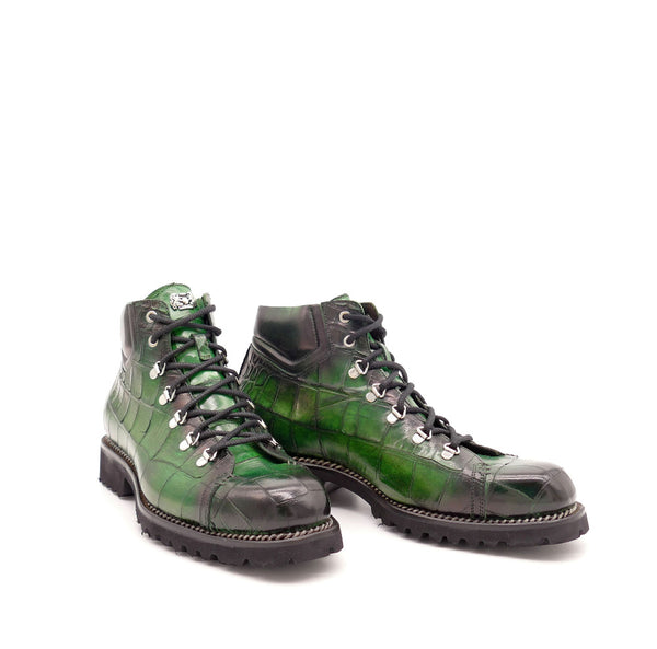 Stiefelette, grün/schwarz