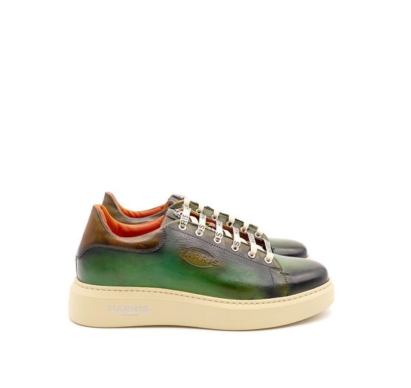 Sneaker, grün/cognac