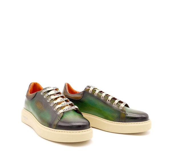 Sneaker, grün/cognac