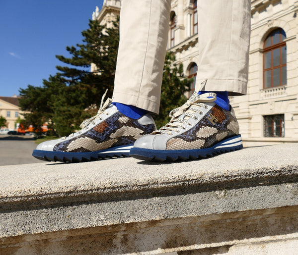 Sneaker, blau/braun