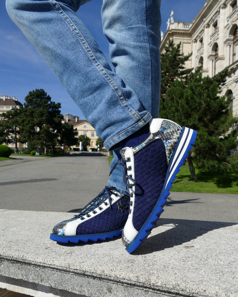 Sneaker, blau/weiß