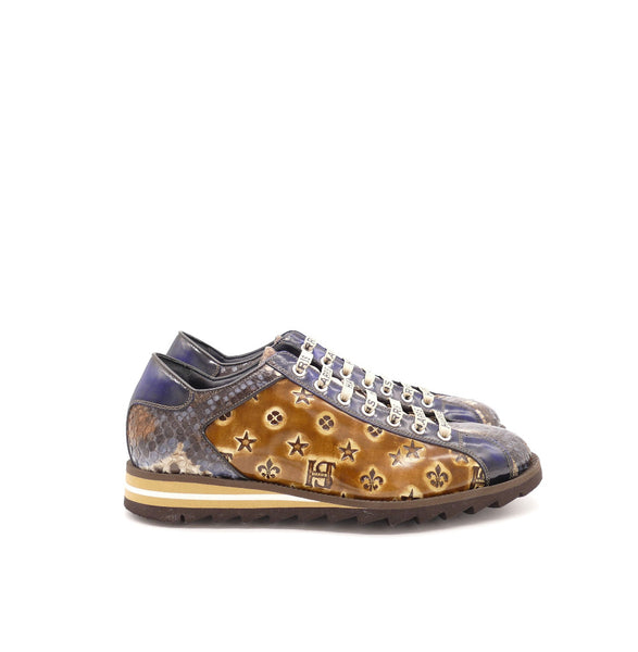 Sneaker, cognac/blau