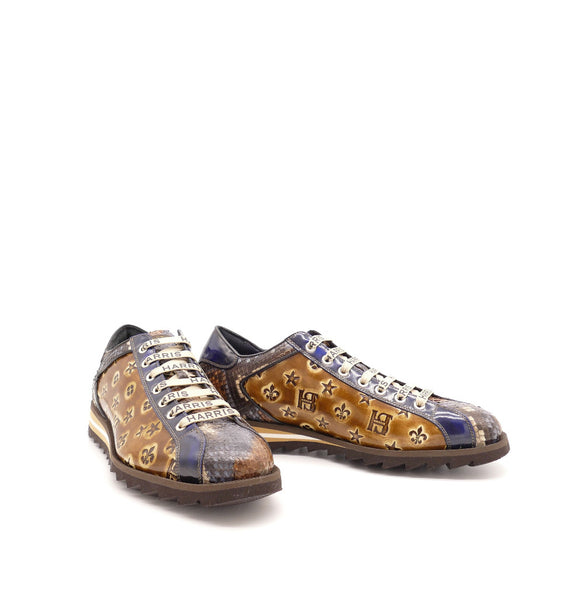 Sneaker, cognac/blau