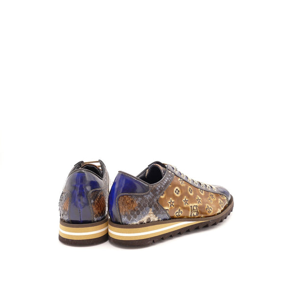 Sneaker, cognac/blau