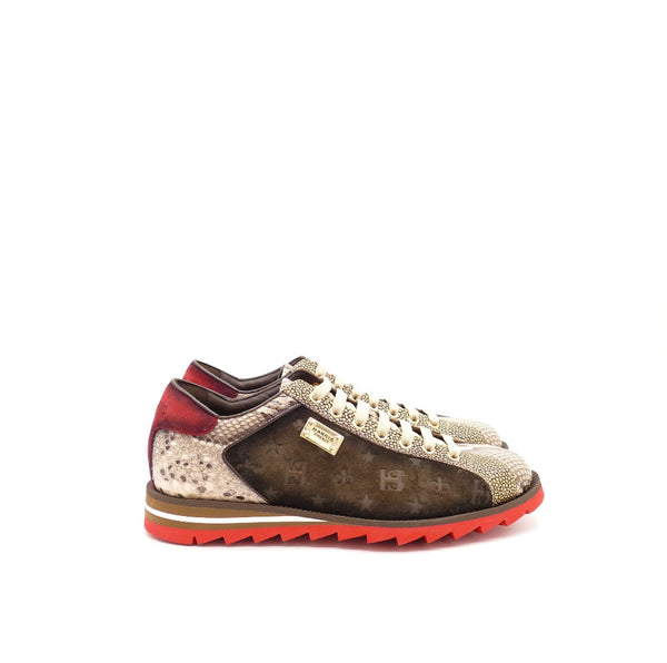 Sneaker, braun/rot