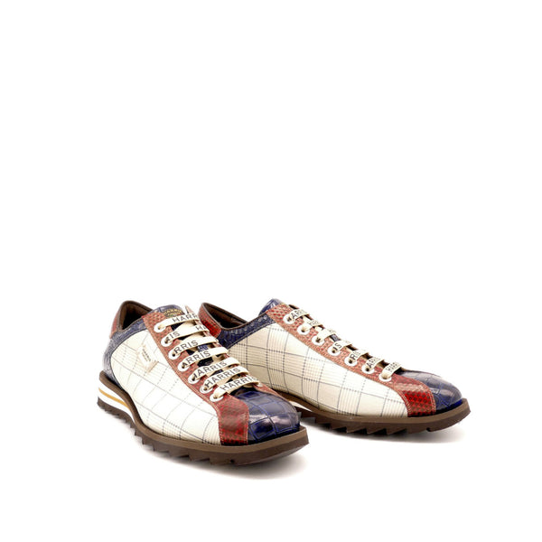 Sneaker, rot/blau/beige